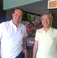 Jörn Follmer mit dem Russischen Botschafter für Jamaika, S.E. Wladimir Polenov im JamaicaInn Hotel, Ochos Rios