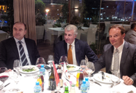Jörn Follmer mit Edmond Haxhinasto, Minister für Transport und Infrastruktur und Ditmir Bushati, Außenminister Albaniens